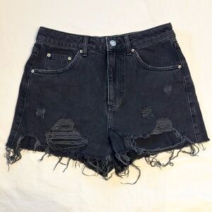 Top Shop black high rise denim shorts